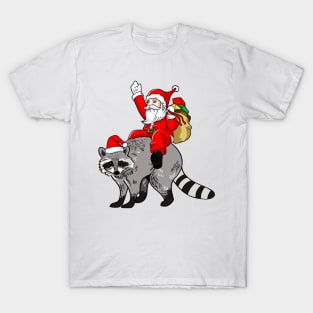 Santa onn Raccoon T-Shirt